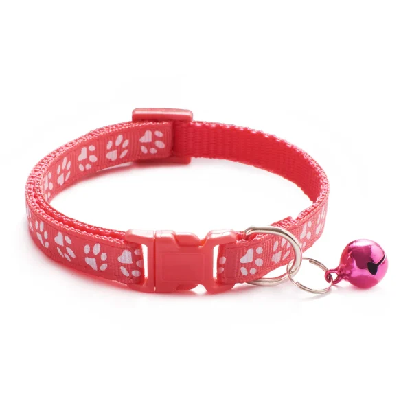 HABO Collar With Bell Cartoon Footprint Colorful Dog Puppy Cat Accessories Kitten Collar Adjustable Safety Bell Ring Necklace