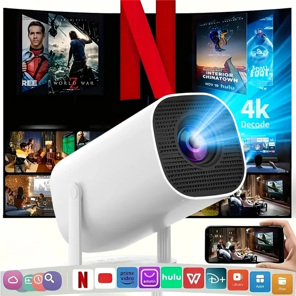 HY300 Projector Pro Supports 1080P 4k WiFi6 Wireless Suitable for Mobile Phones Notebooks Home Theater Projectors