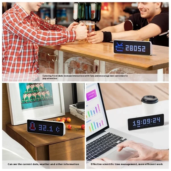 Ulanzi TC001 Smart Pixel Clock Custom Full Color Pixel Display Weather Forecast Youtube Follower Pomodoro Desktop Clock for Home