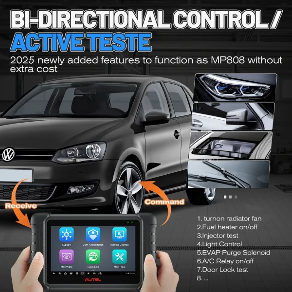 2025 Autel MaxiCheck MX808S OBD2 Scanner Bi-directional Control Scan Tool, 28+ Services, All System Diagnostic Same as MK808S
