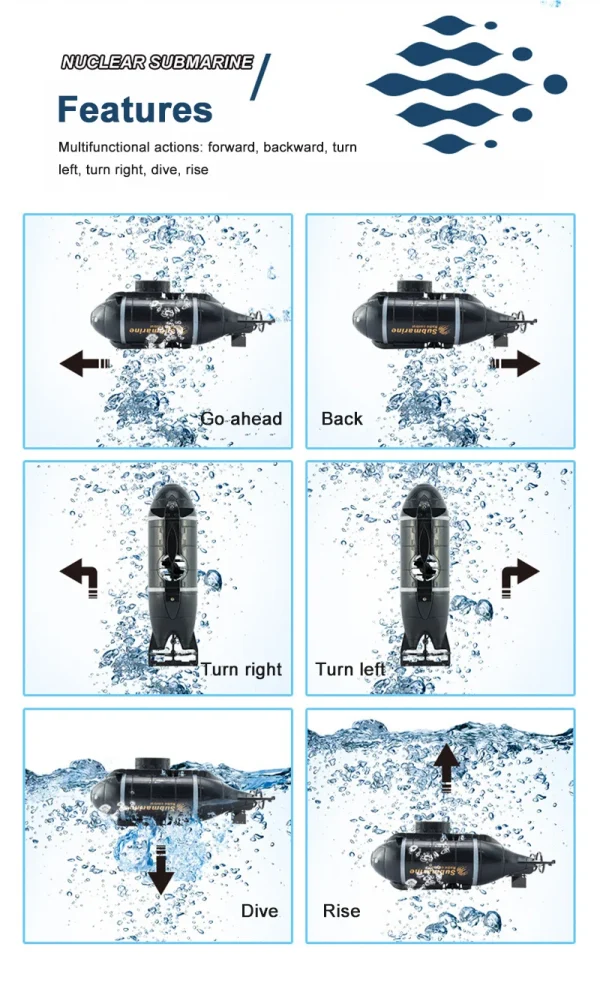 Electric Submarine Boat Underwater Diving Model Mini Playing Wireless Remote Control Model Boat Racing Toy Gift RC Toy Gifts