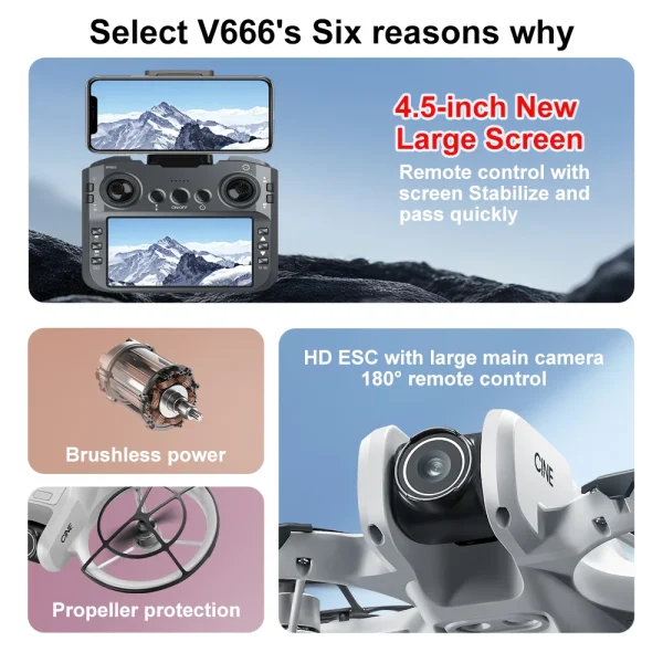 V666 Foldable Mini Drone 4K Dual Camera Brushless Obstacle Avoidance Screen Remote Control Portable Beginner Cheap VS DJ Neo I1