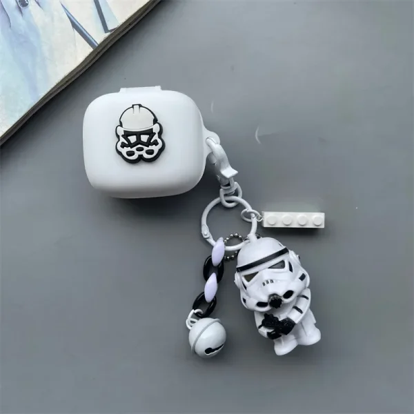 Black White Cartoon Silicone Case for JBL live Pro+ Wireless Bluetooth Earphone Protection Case for JBL live Pro 2 with Keychain