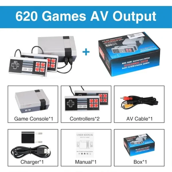 8 Bit Retro Video Game Consoles HDMI-Compatible Mini Game Stick Built in 620 Games Dual Gamepads Classic Game Players Recreation