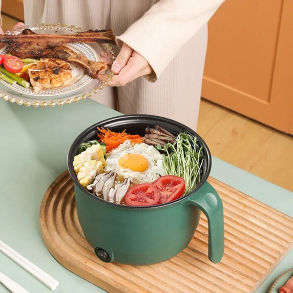 Electric Cooking Pot 1.5L 600W Stainless Steel Anti Scald Handle Clear Lid Electric Cooker for Home Dormitory Party