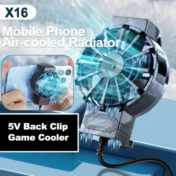 Portable Mini Universal Cell Phones Turbo Hurricane Cooling Fan Radiator X16 for PUBG Game Cooler for IOS Android Cool Heat Sink