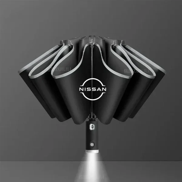 Nissan Qashqai Juke X-Trail Patrol Note Leaf Altima Maxima Murano Car Led Light Automatic Folding Windproof Sunshade Umbrella
