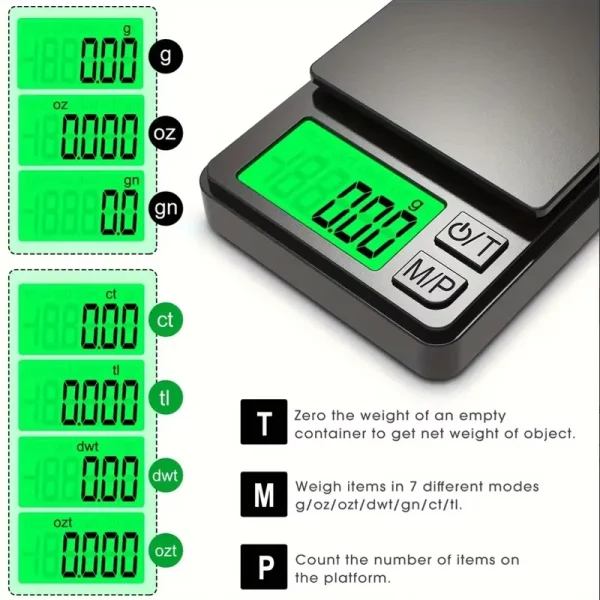 Precision Pocket Scale 1000g X 0.01g-Digital Gram, Food, Jewelry, Ounces/Grains Scale with Backlit LCD-Mini Scale for Travel