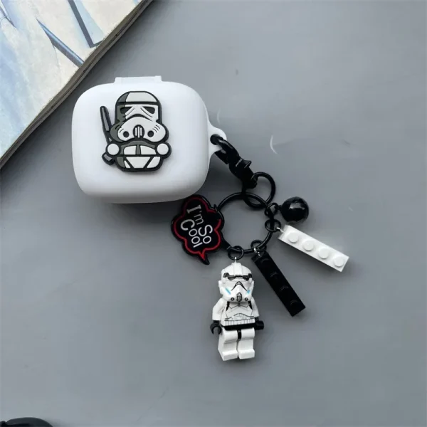 Black White Cartoon Silicone Case for JBL live Pro+ Wireless Bluetooth Earphone Protection Case for JBL live Pro 2 with Keychain
