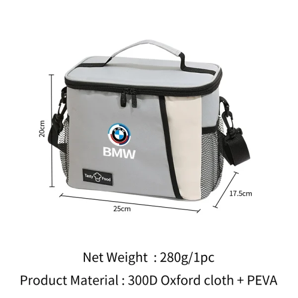 Car Logo Bento Box Organiser Single Shoulder Waterproof Lunch Storage Bag For BMW E46 E90 E60 F30 F10 E39 E36 F20 E87 E90 E70 X5