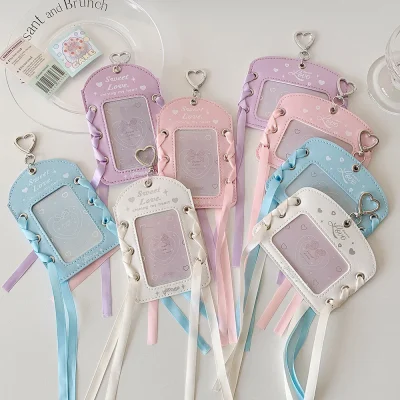 New Girl Ballet Style Ribbon ID Card Holder 3 Inch Kpop Idol Photo Card Holders Student Bus Card Holder Badge Holder Cards Case