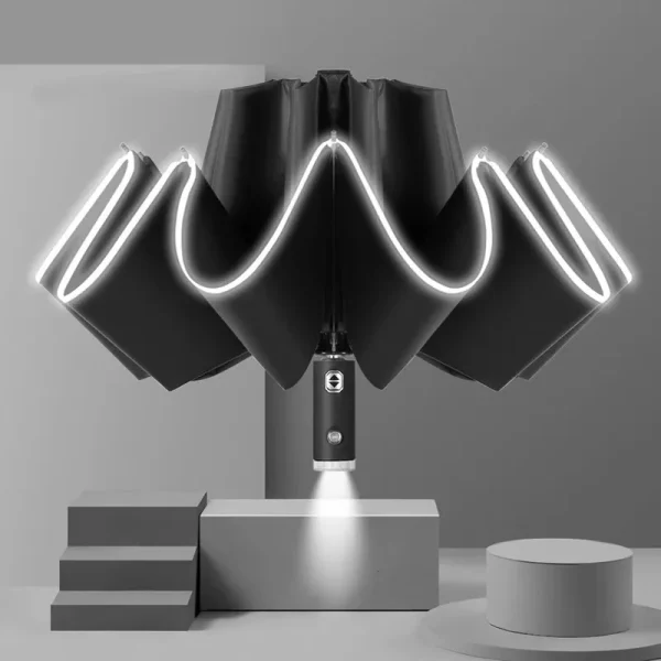 Car Led Light Automatic Folding Windproof Sunshade Umbrella For Volkswagen R Touareg Tiguan Magotan GTI Golf Passat Arteon Polo