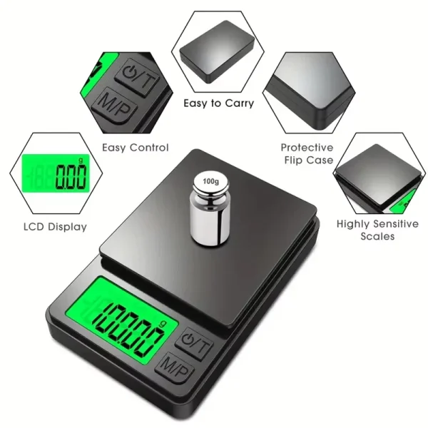 Precision Pocket Scale 1000g X 0.01g-Digital Gram, Food, Jewelry, Ounces/Grains Scale with Backlit LCD-Mini Scale for Travel