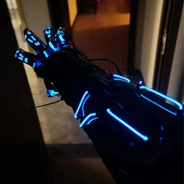 Punk Mechanical Glow Gloves Flexible Trendy Fingers Game Equipment Punk Armor Glow Gloves Cosplay Clothing Props For Women Men