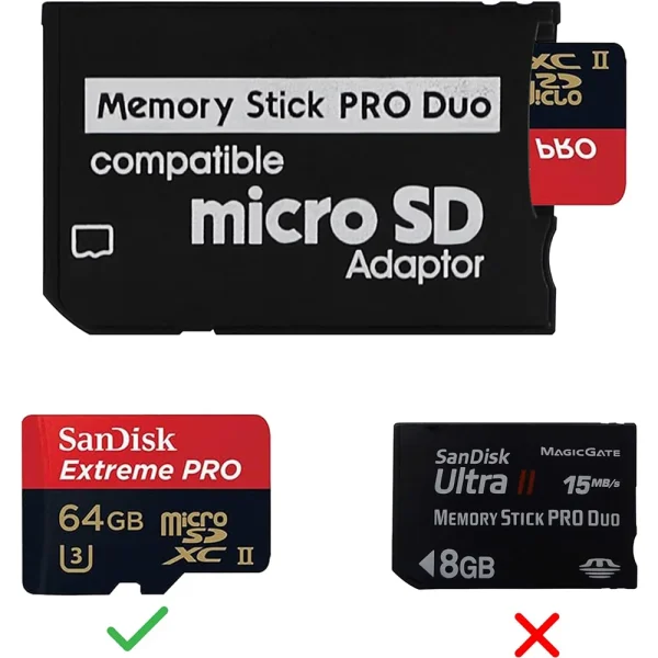 PSP SD Card Adapter, SD TF Card to Memory Stick PRO Duo MagicGate Card for PSP1000/2000/3000, PSP Slim, Camera