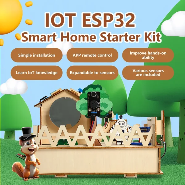 ACEBOTT DIY Smart Home Kit for Arduino Kit Robot Starter Automation Projects Wooden House Learning Kit for ESP32
