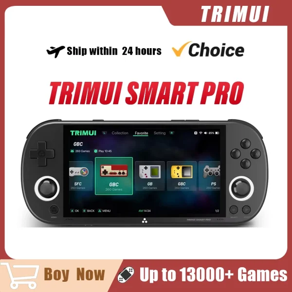 Trimui Smart Pro Retro Game Console 4.96'' IPS Screen Linux System Joystick RGB Lighting Video Handheld Game Player Gift